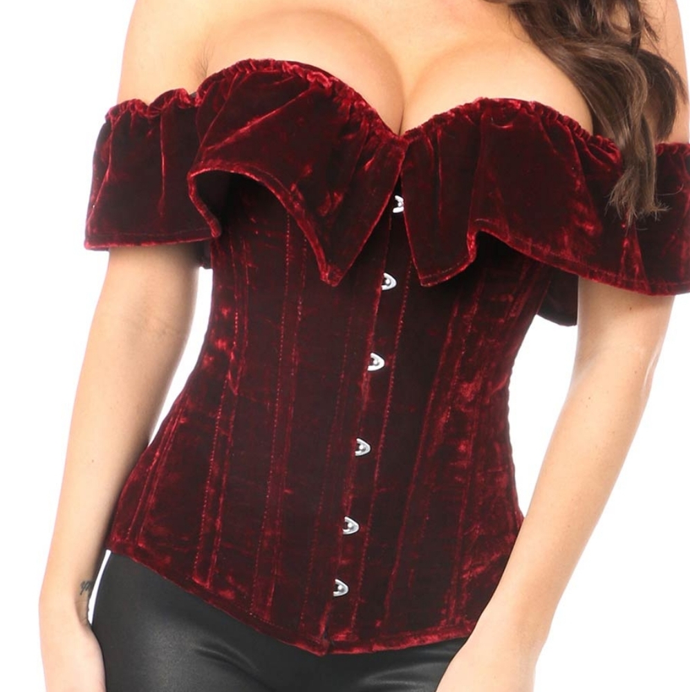 Top Drawer By Daisy Corsets Velvet Steel Boned Corset